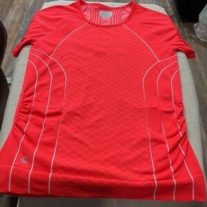 Athleta Finish Fast Line Tee Red It Neon Athletic Size Large